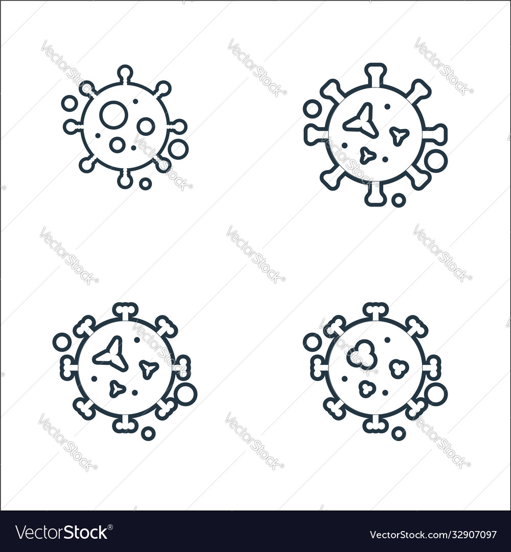 Viruses and diseases line icons linear set vector image Viruses and diseases line icons linear set
