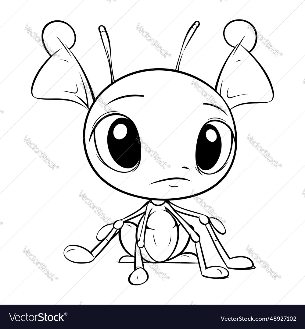 A cute ant cartoon character on white background Vector Image