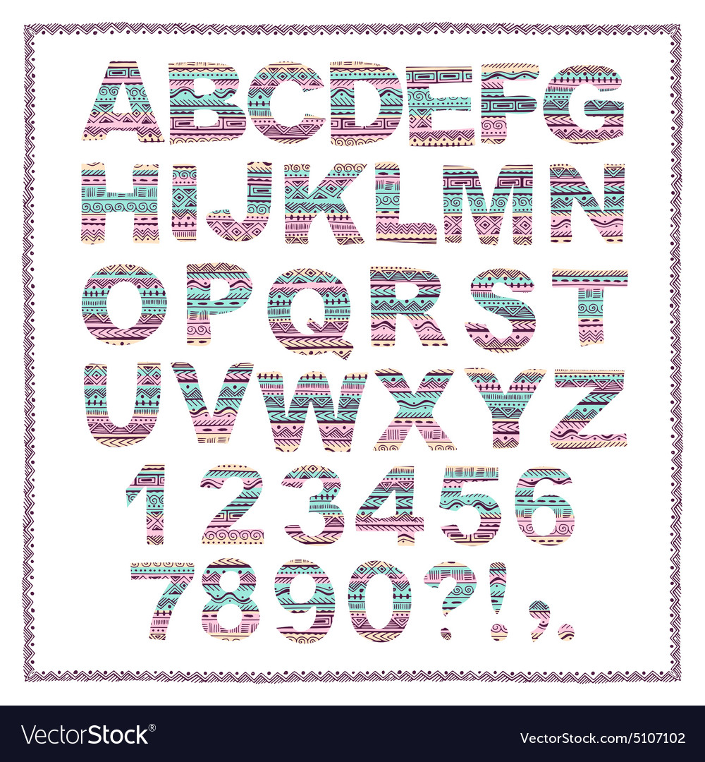 Alphabet Ethnic Royalty Free Vector Image VectorStock
