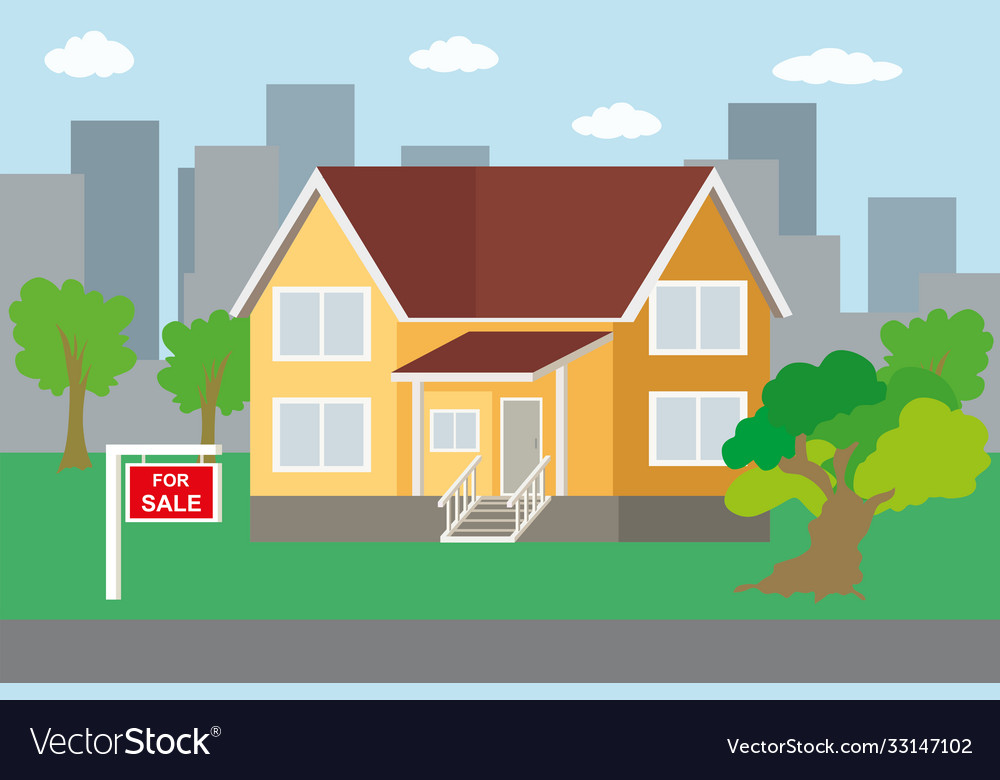 Cartoon house for sale Royalty Free Vector Image