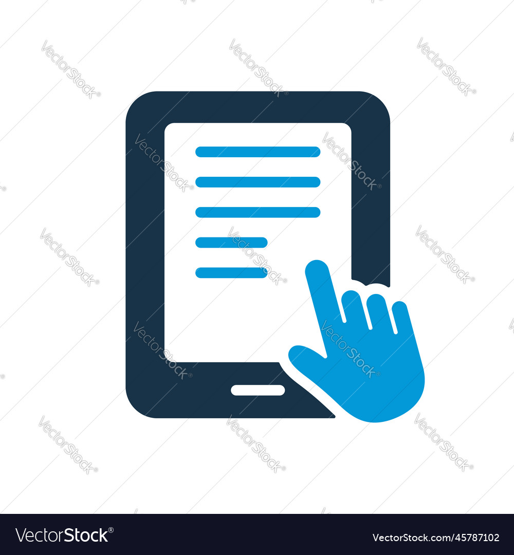 Ebook silhouette icon with mouse pointer vector image Ebook silhouette icon with mouse pointer