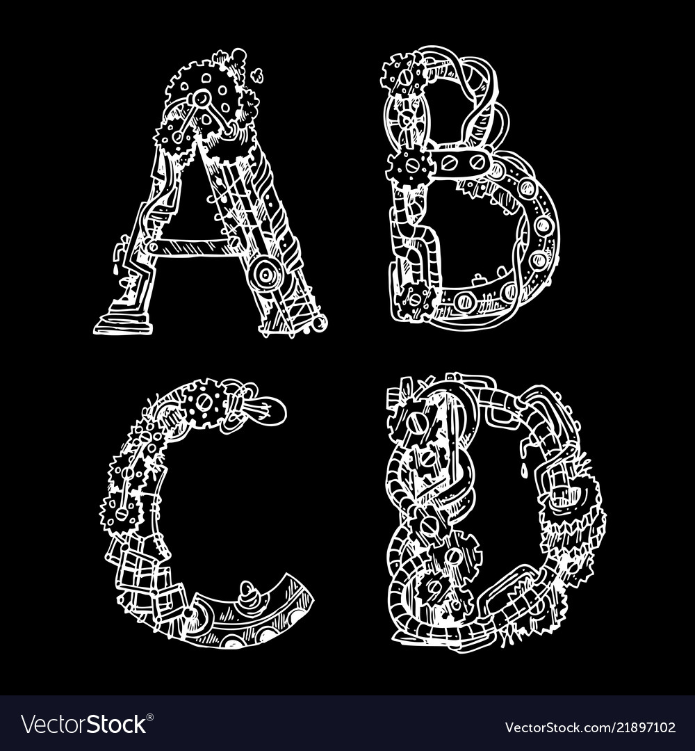 Hand drawn seamless pattern with mechanical