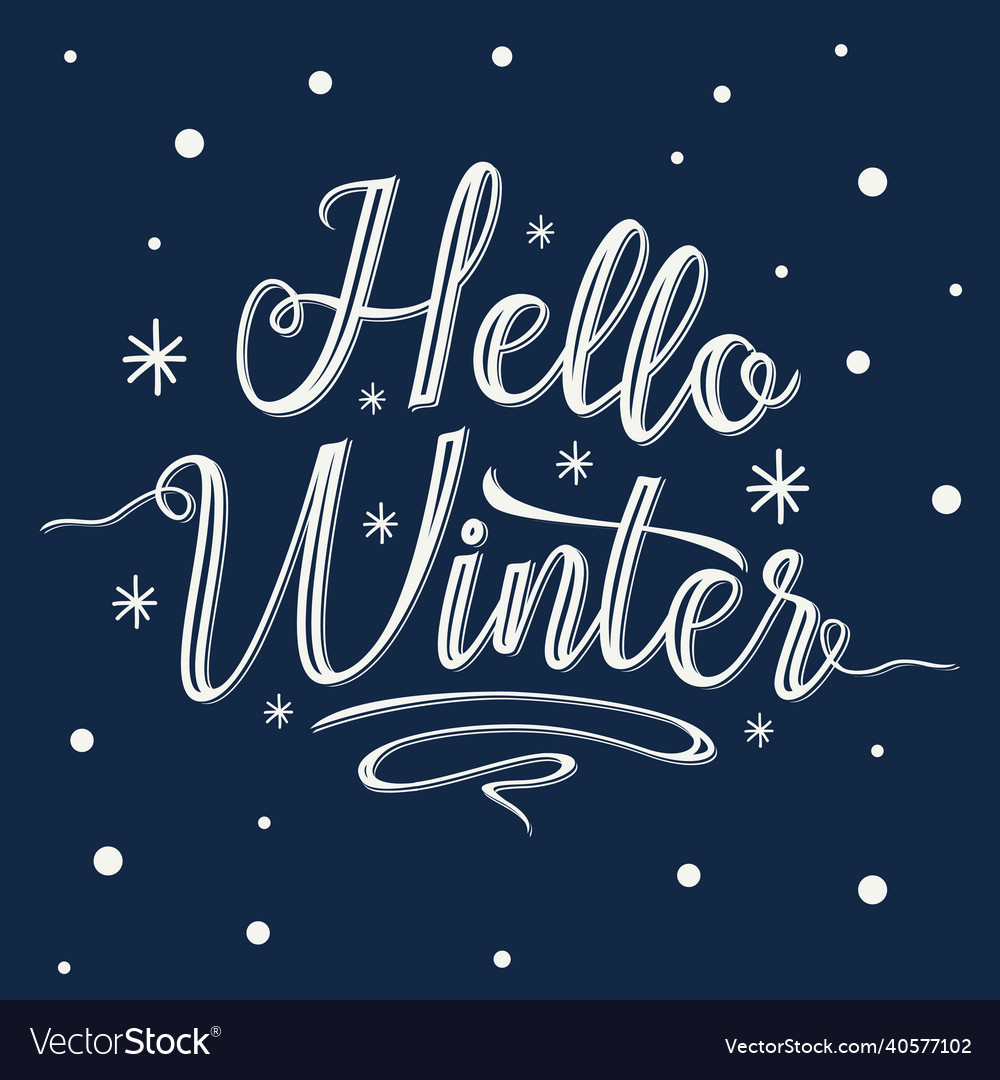 Hello winter handlettering inscription