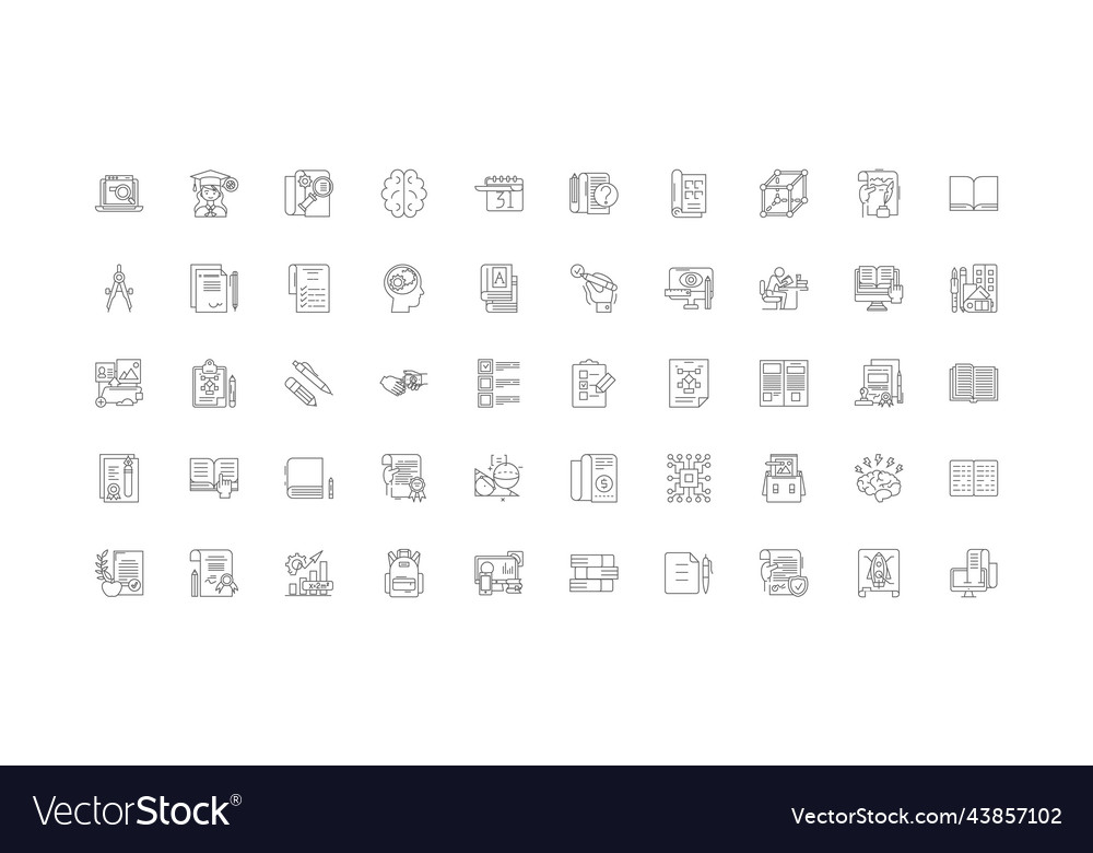 Homework concept linear icons line Vector Image Homework concept linear icons line