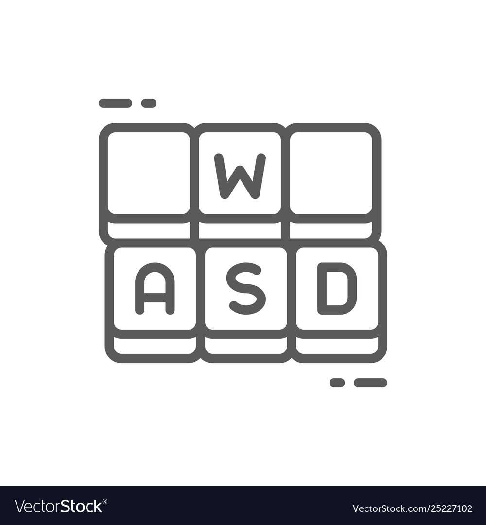 Hotkeys game keyboard line icon vector image Hotkeys game keyboard line icon