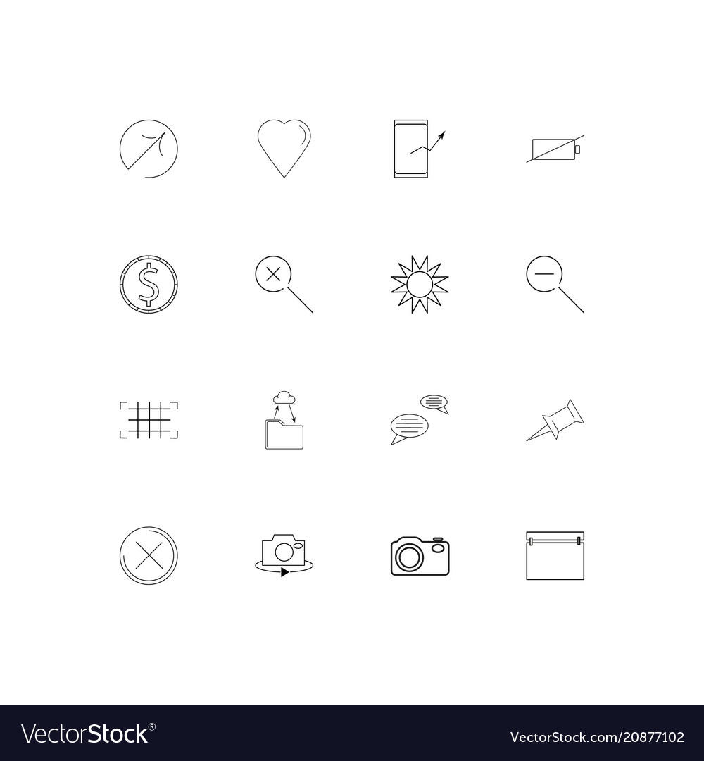 Interface linear thin icons set outlined simple