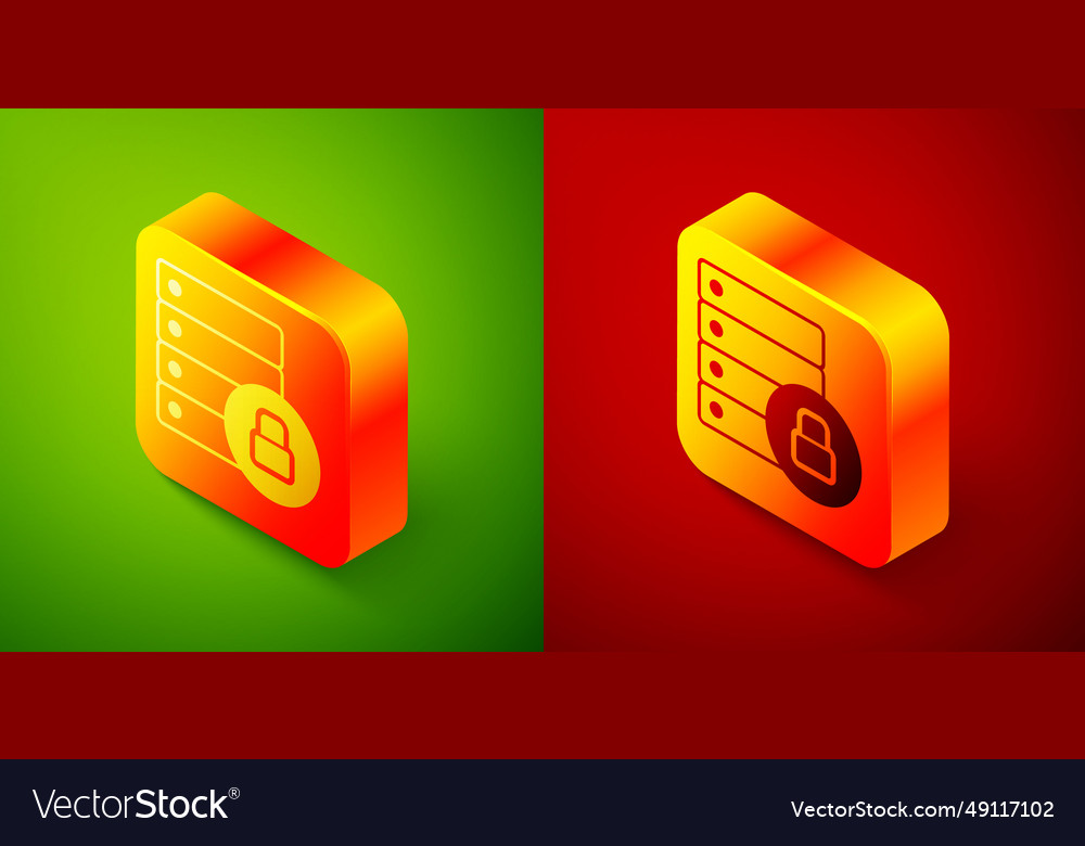 Isometric server security with closed padlock