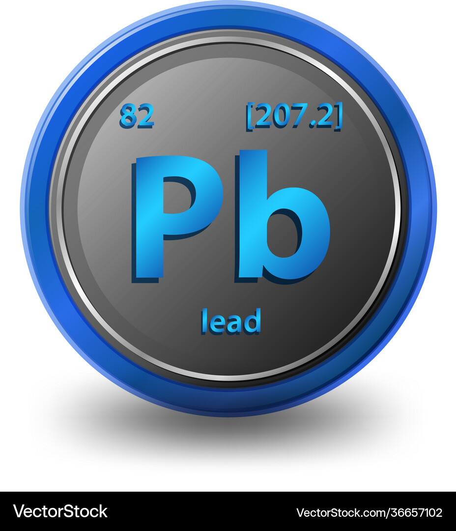 Lead chemical element chemical symbol with atomic Vector Image