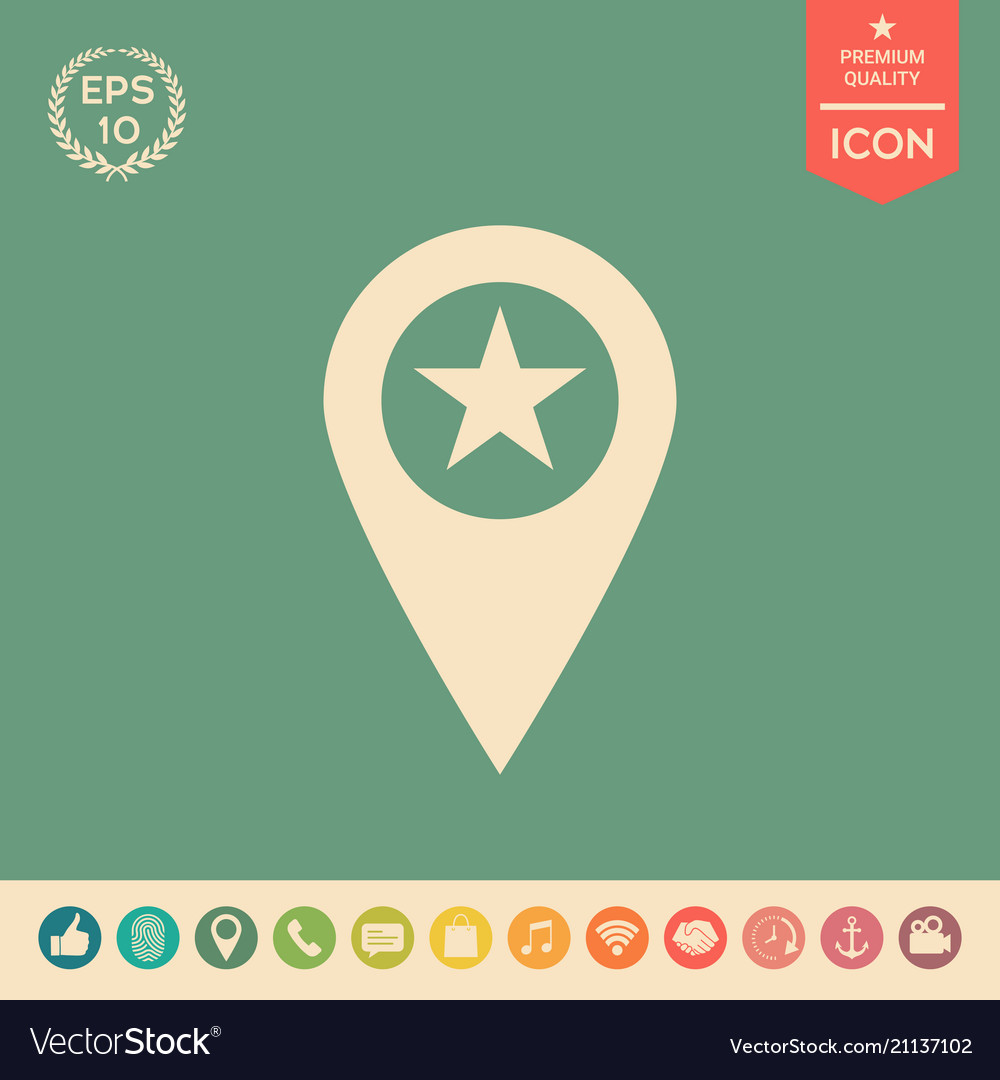 Map pointer with star vector image Map pointer with star