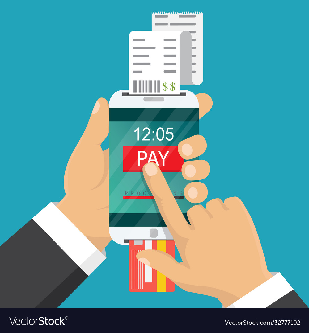 Mobile payment concept hand holding a phone Vector Image