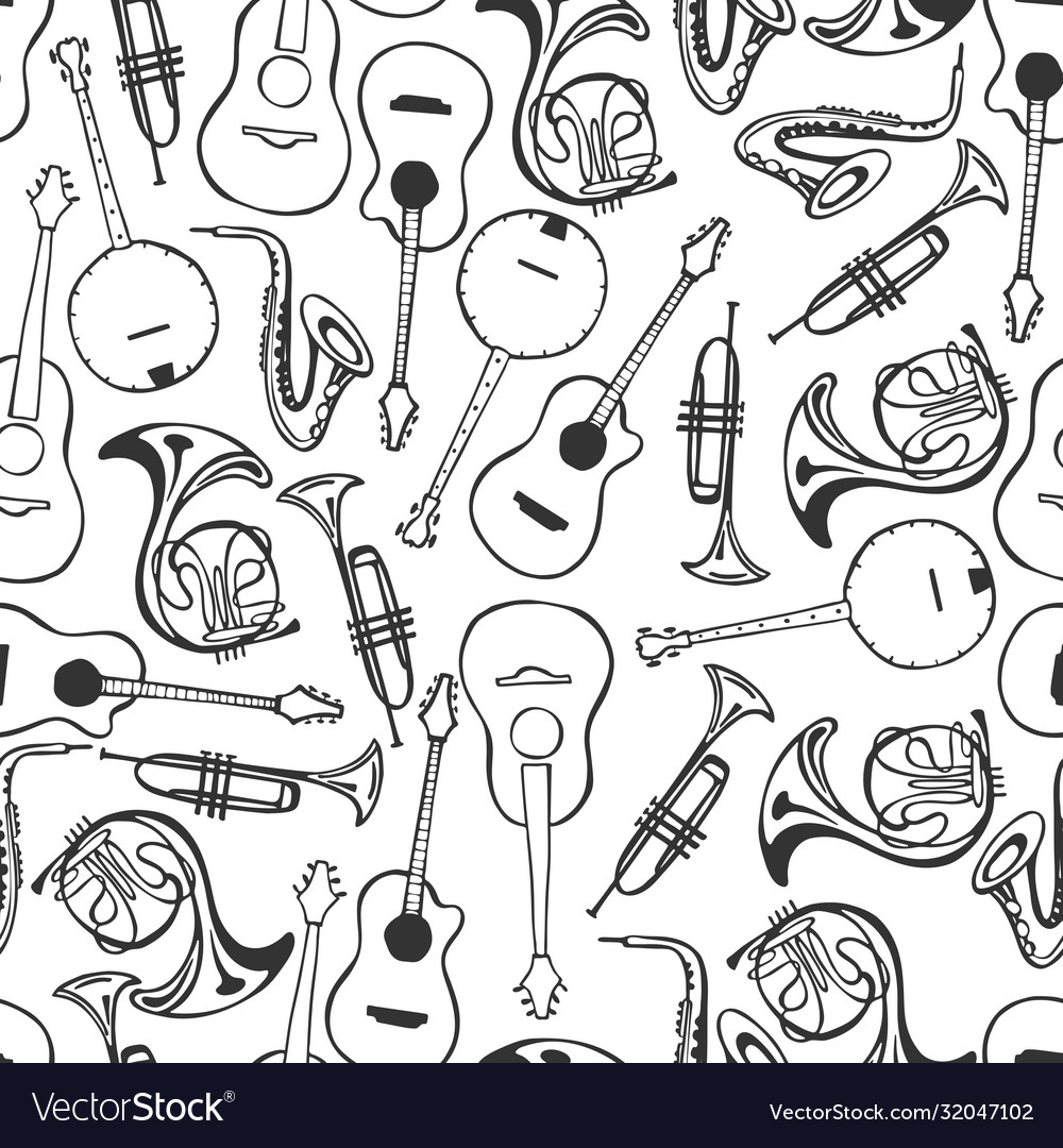 Musical instruments seamless pattern