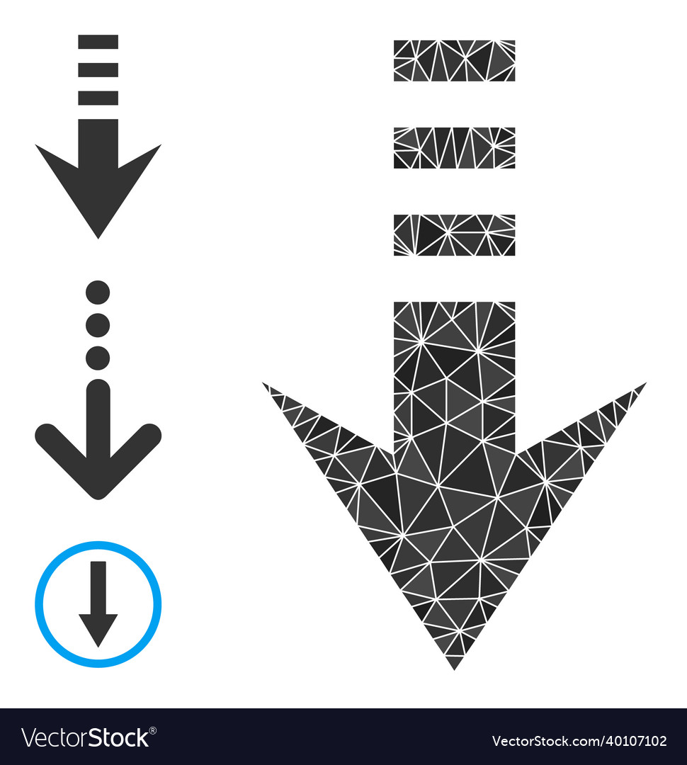 Polygonal send down icon with similar icons vector image Polygonal send down icon with similar icons