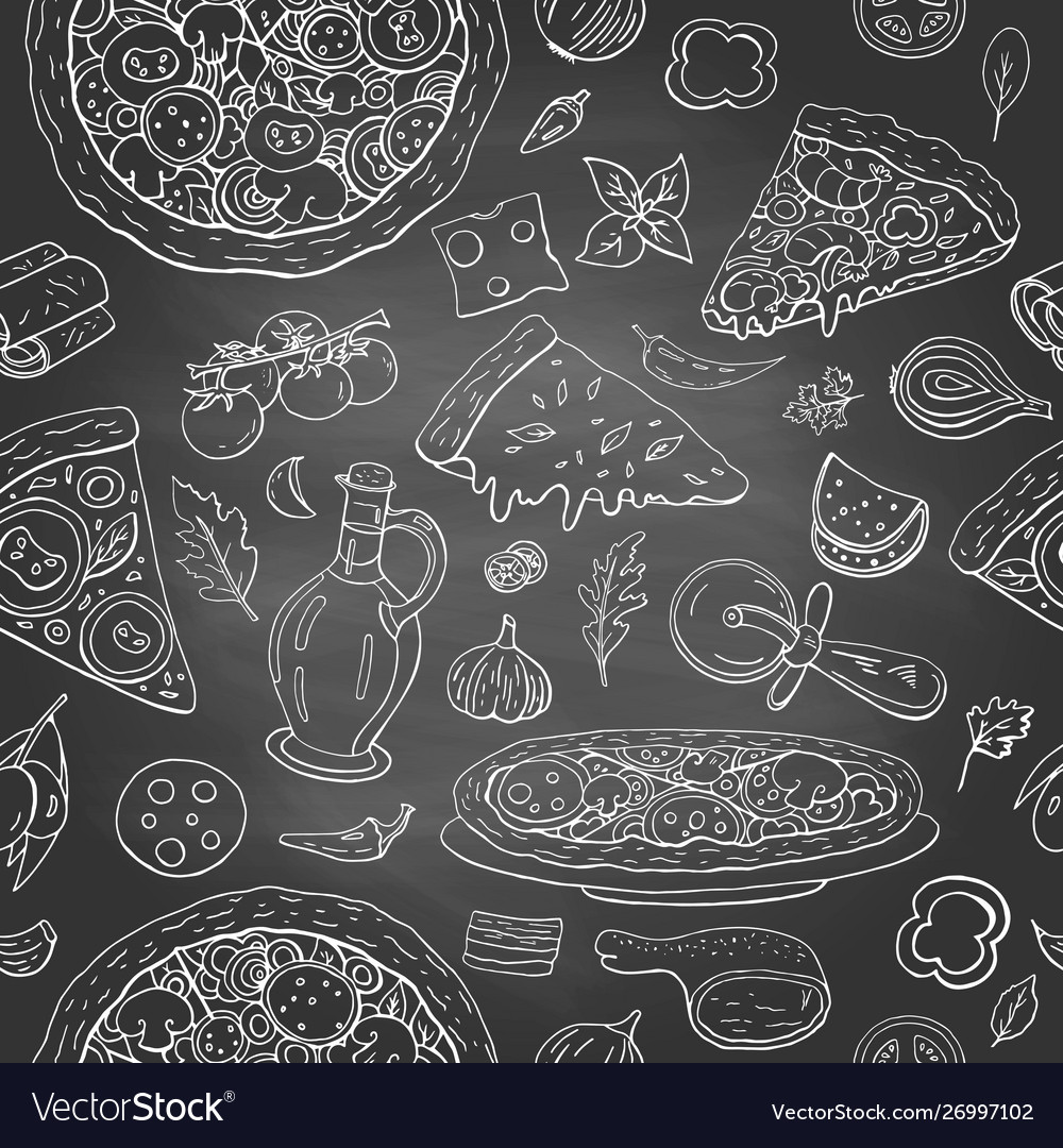 Seamless pattern with different italian food