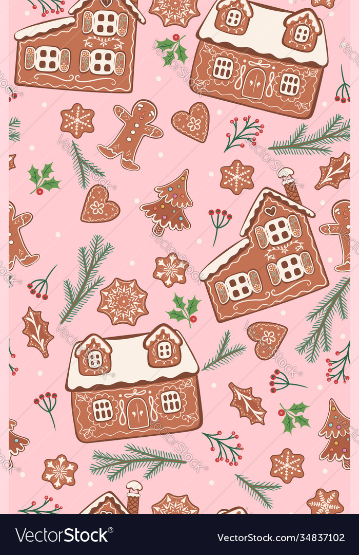 Seamless pattern with gingerbread cookies