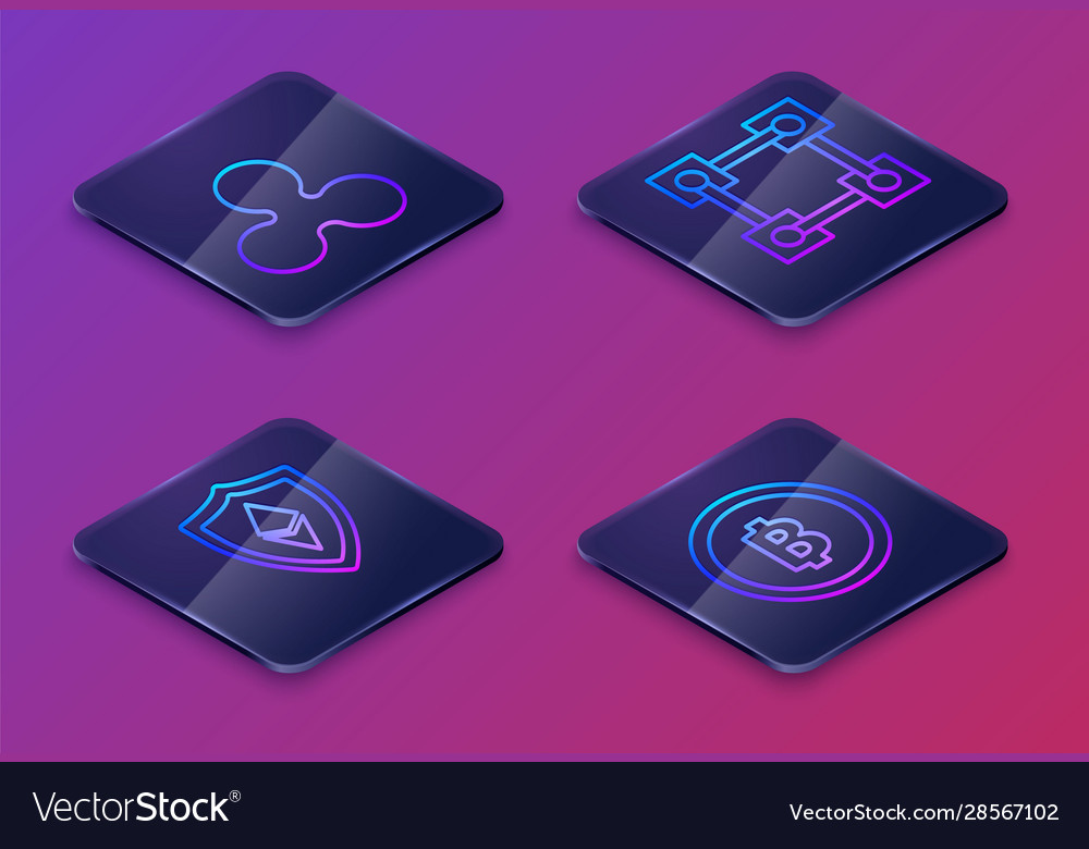 Set isometric line cryptocurrency coin ripple xrp