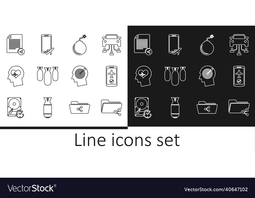 Set line share folder flight mode in the mobile vector image Set line share folder flight mode in the mobile
