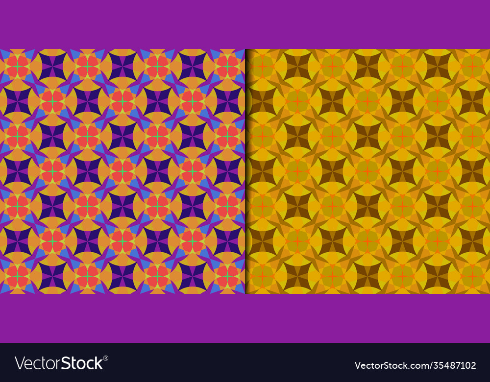 Set seamless patterns with colorful ornament