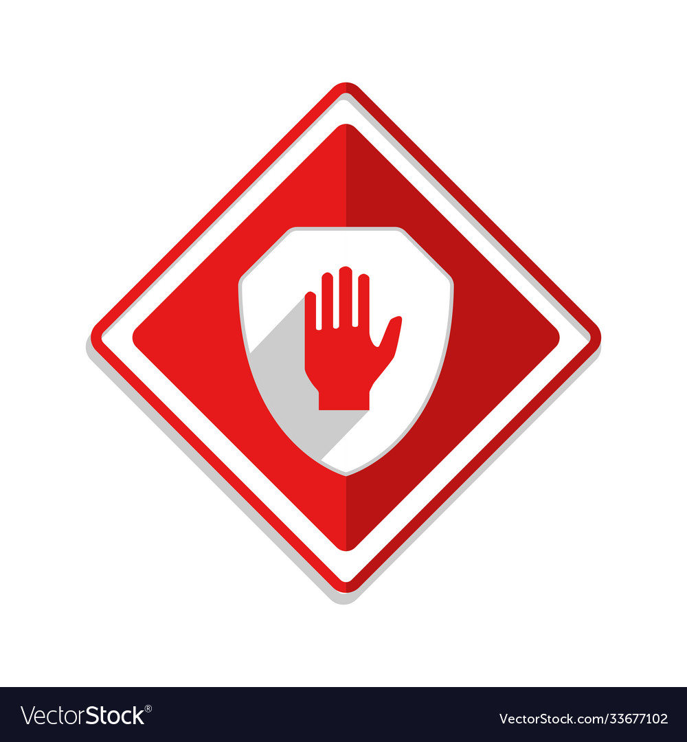 Shield with hand block or adblock - flat icon