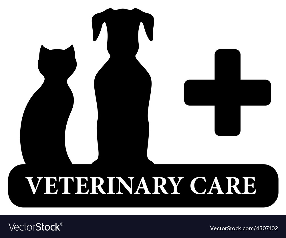 Veterinary symbol with animal pet silhouette