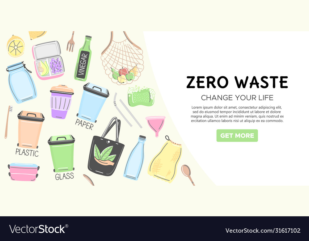 Web template with zero waste objects hand drawn