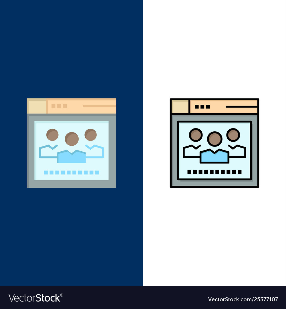 Browser network web education icons flat and line vector image Browser network web education icons flat and line