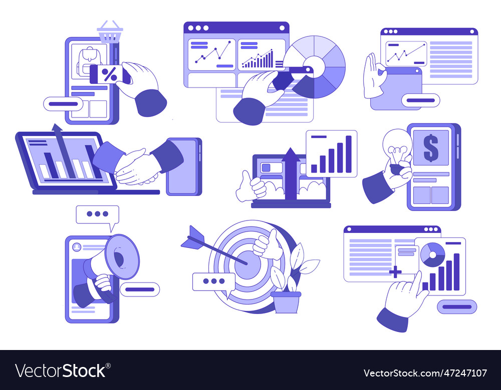 Business and marketing with chart window screen