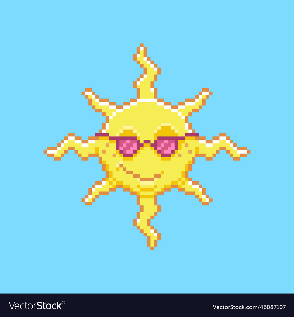 Cartoon smiling sun wearing sunglasses