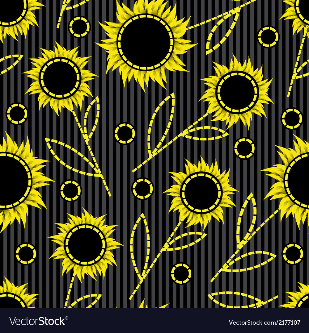 Dark Striped Abstract Sunflower Pattern