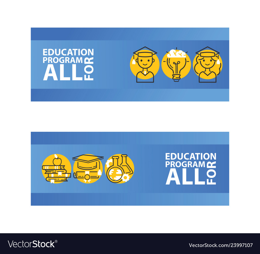 Education Set Of Banners Education Program For Vector Image