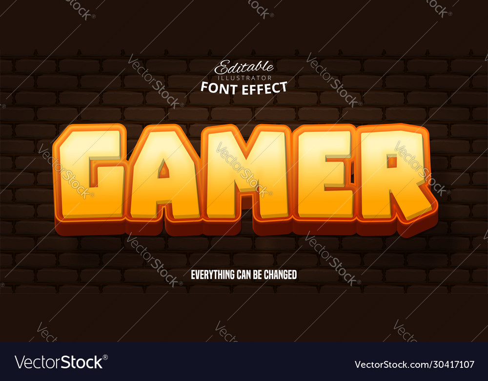 Gamer text 3d editable font effect