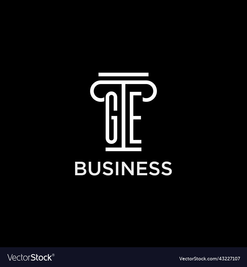 Ge monogram initial logo with pillar shape icon Vector Image Ge monogram initial logo with pillar shape icon