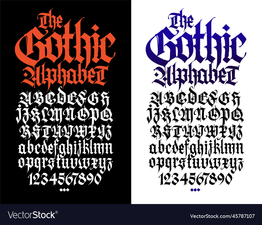 Gothic uppercase and lowercase letters