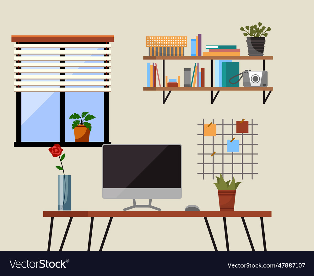 Home office interior Royalty Free Vector Image