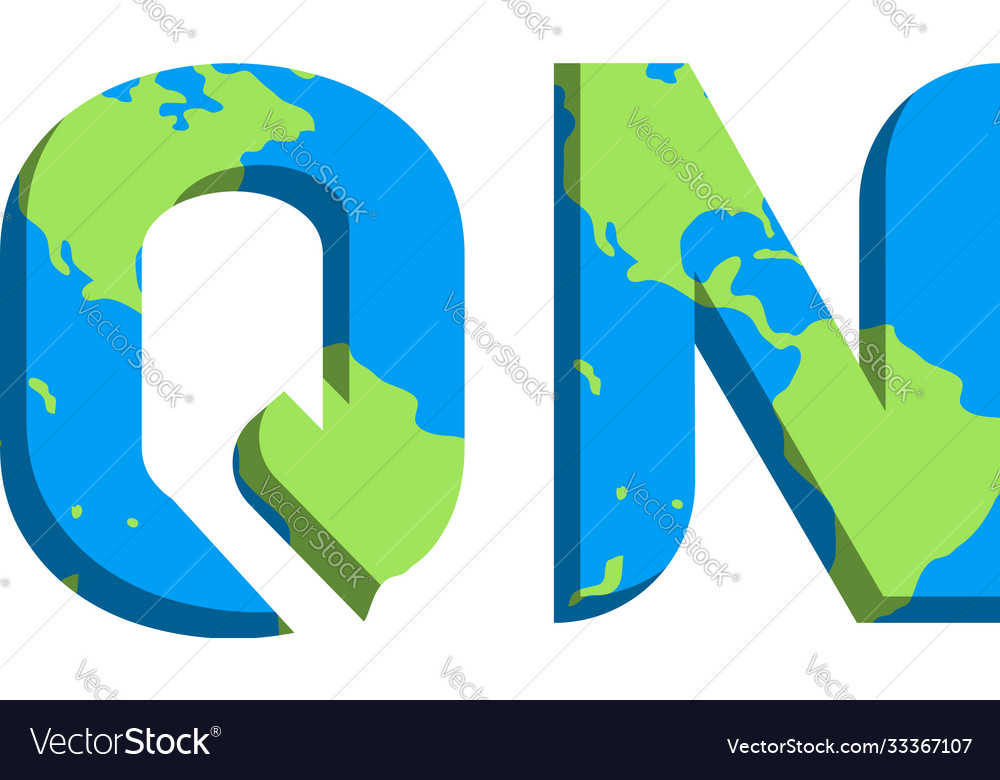 Initial qn logo design with world map style