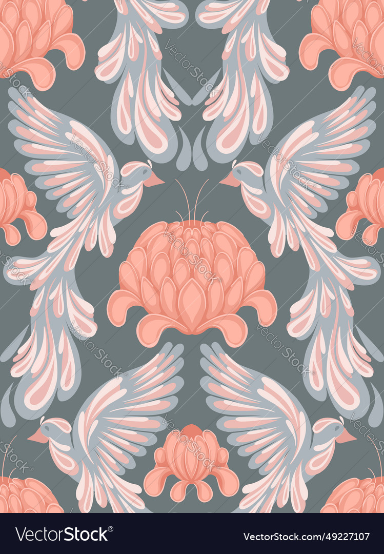 Seamless damask pattern with delicate vector image Seamless damask pattern with delicate