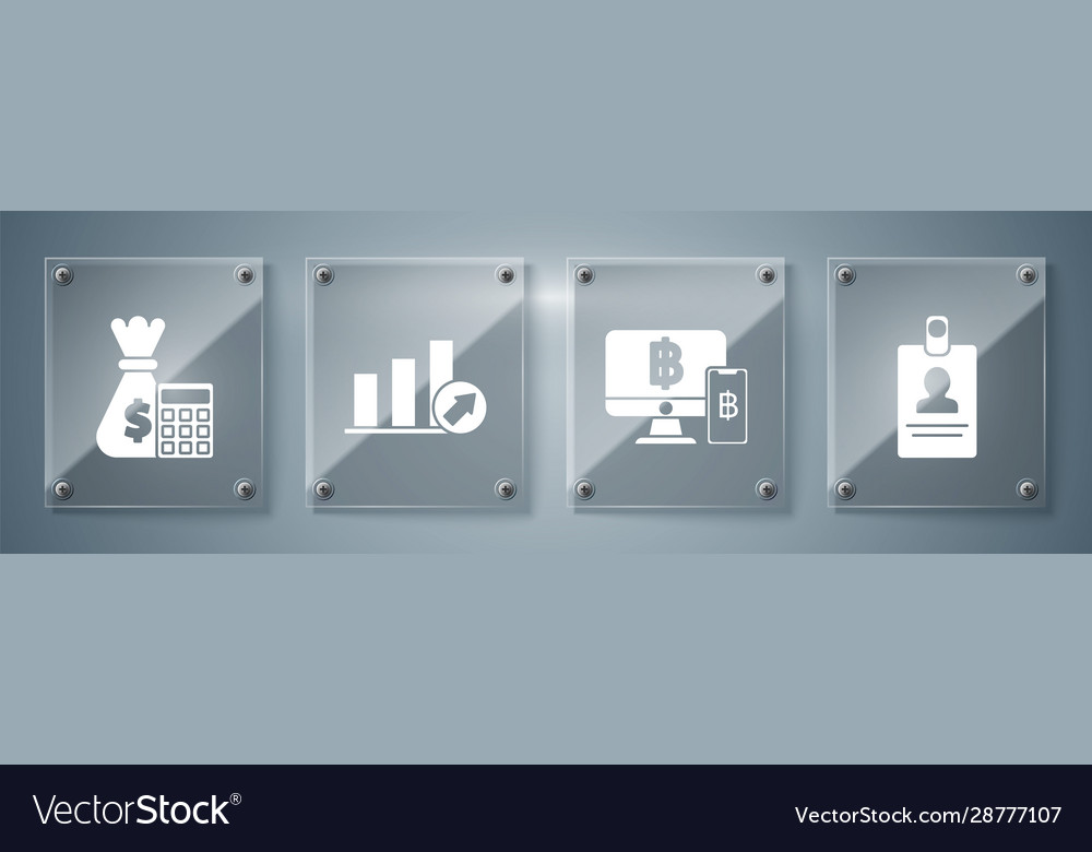 Set computer monitor with mobile phone and bitcoin vector image Set computer monitor with mobile phone and bitcoin