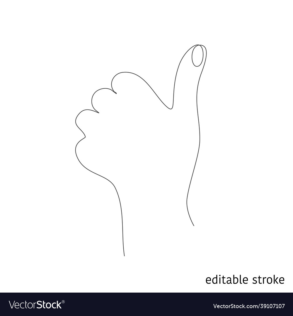 Thumb up in continuous line drawing sketchy