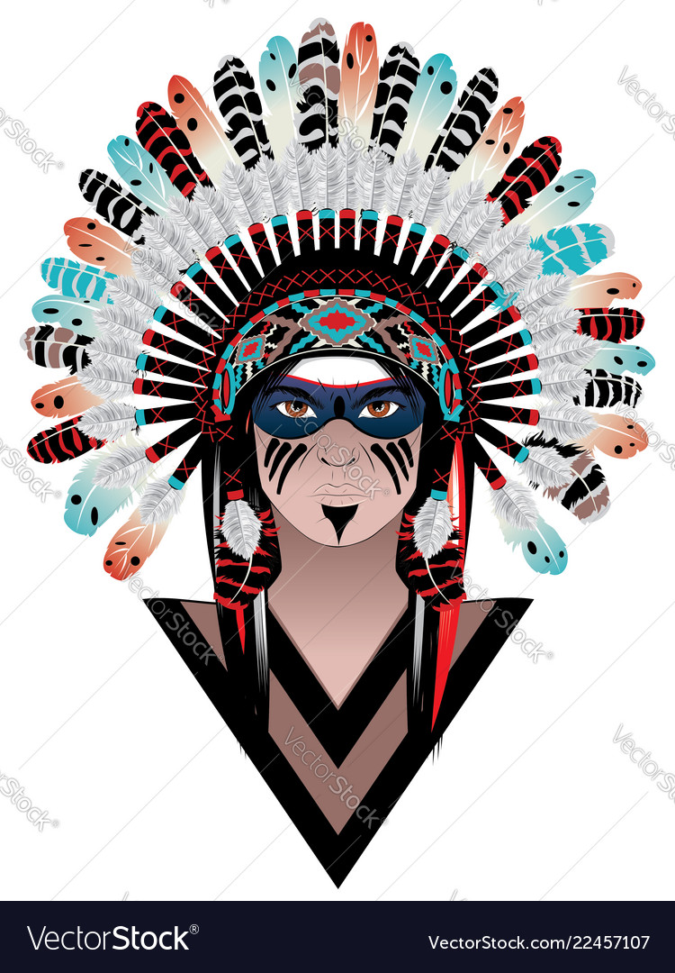 Tribal man in war bonnet Royalty Free Vector Image