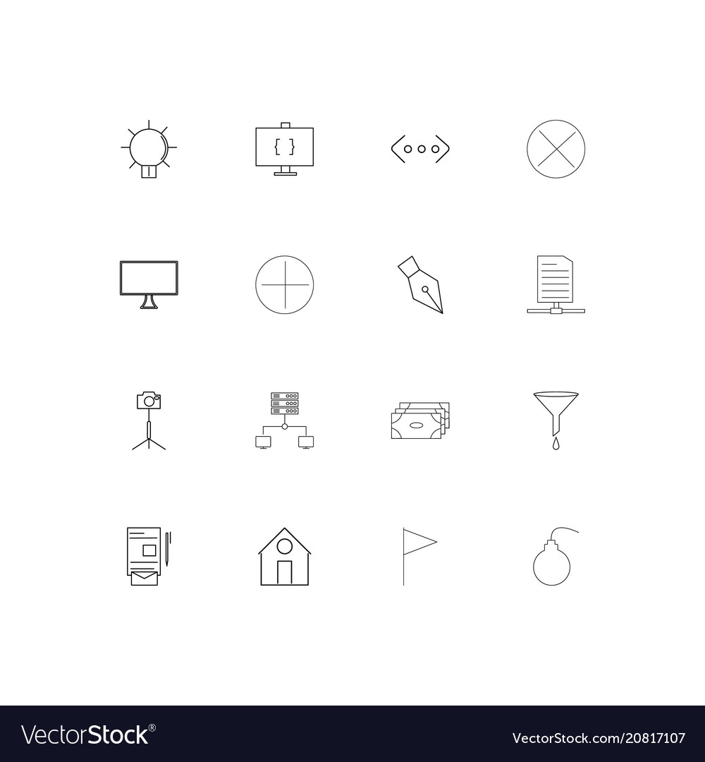 Web linear thin icons set outlined simple