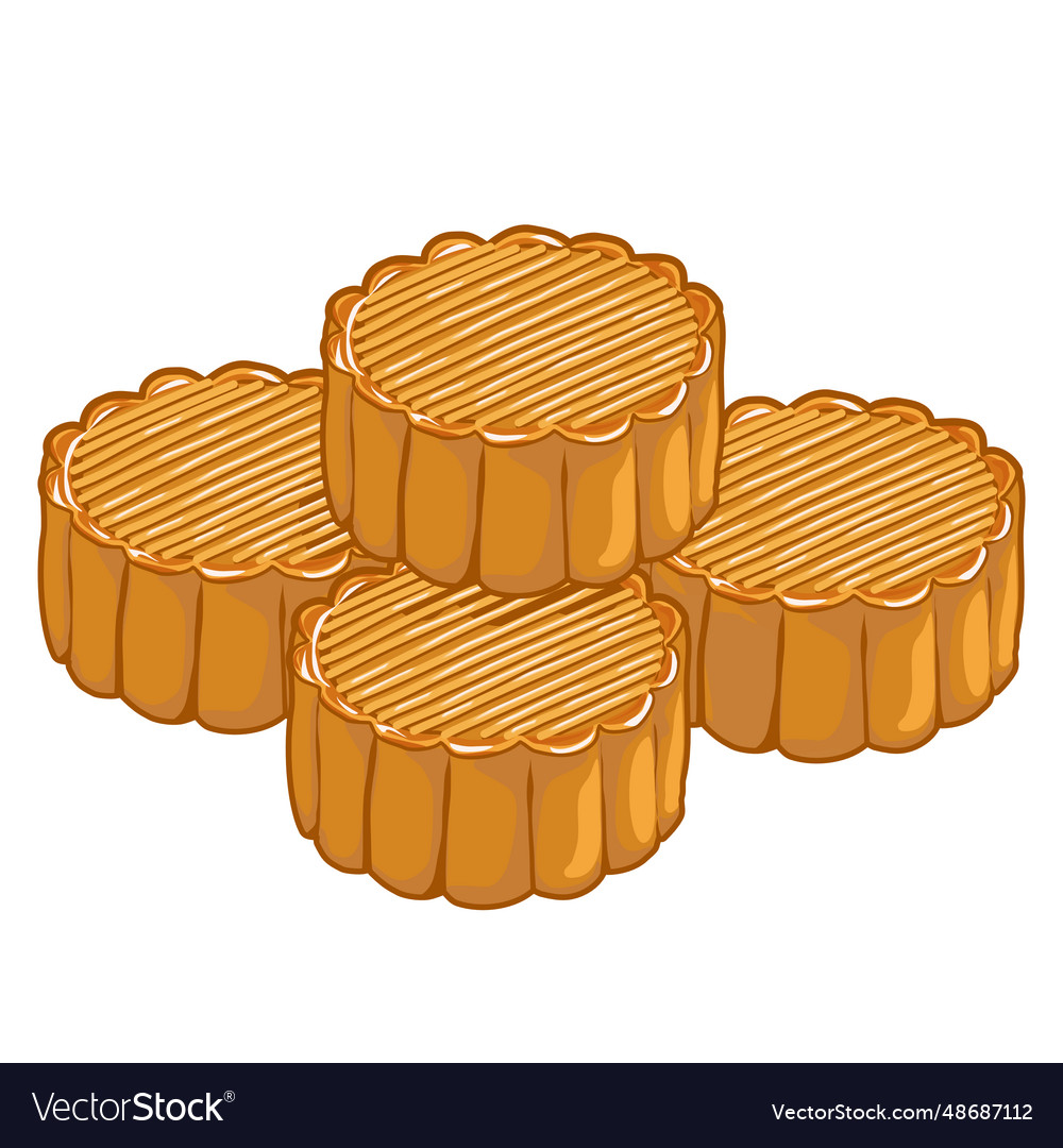 A group of mooncakes traditional chinese food vector image A group of mooncakes traditional chinese food