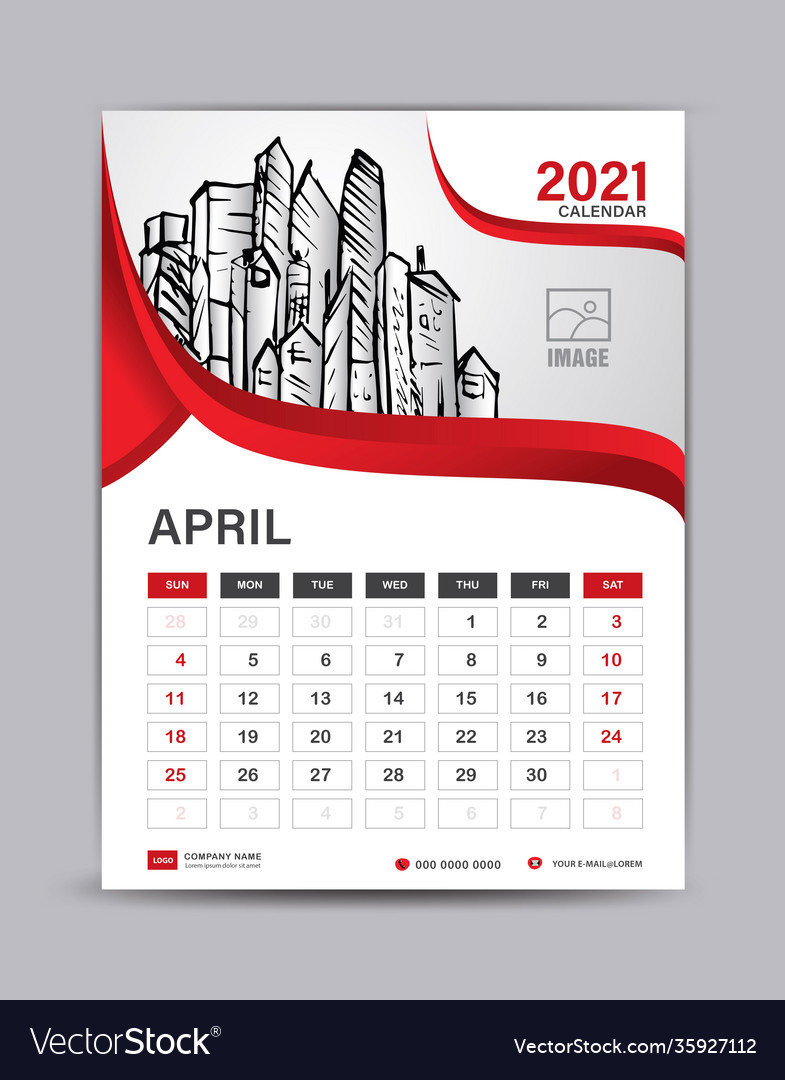 April 2021 layout desk calendar template