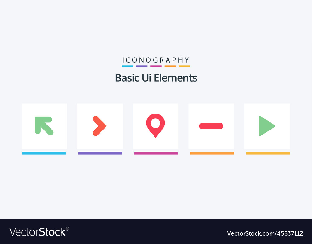 Basic ui elements flat 5 icon pack including play