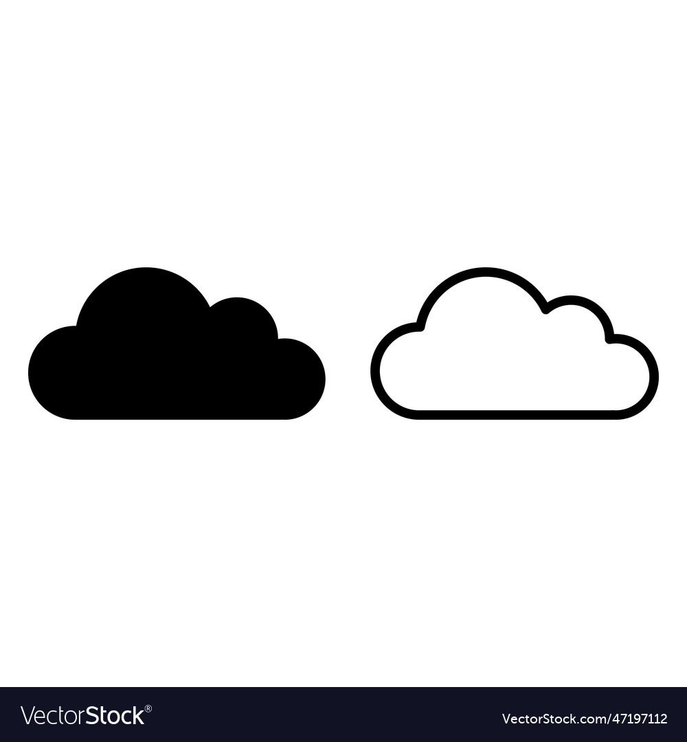 Cloud icon set in two styles for weather vector image Cloud icon set in two styles for weather