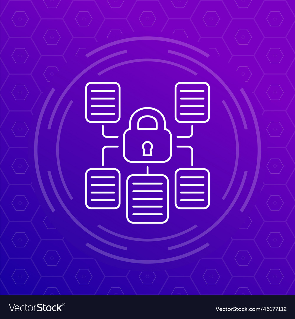 Document protection line icon with a lock