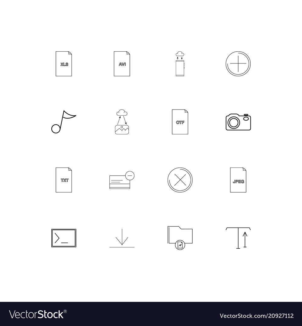 Files and folders sign linear thin icons set