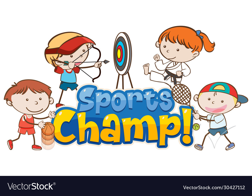 Font design template for word sports champ Vector Image