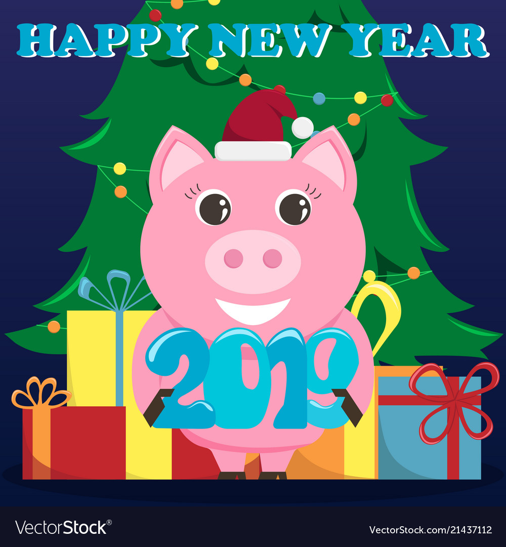 Lovely greeting card for the new year 2019
