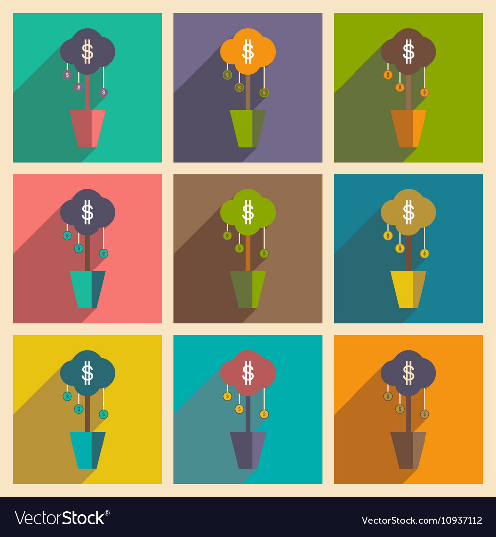 Modern flat icons collection with shadow