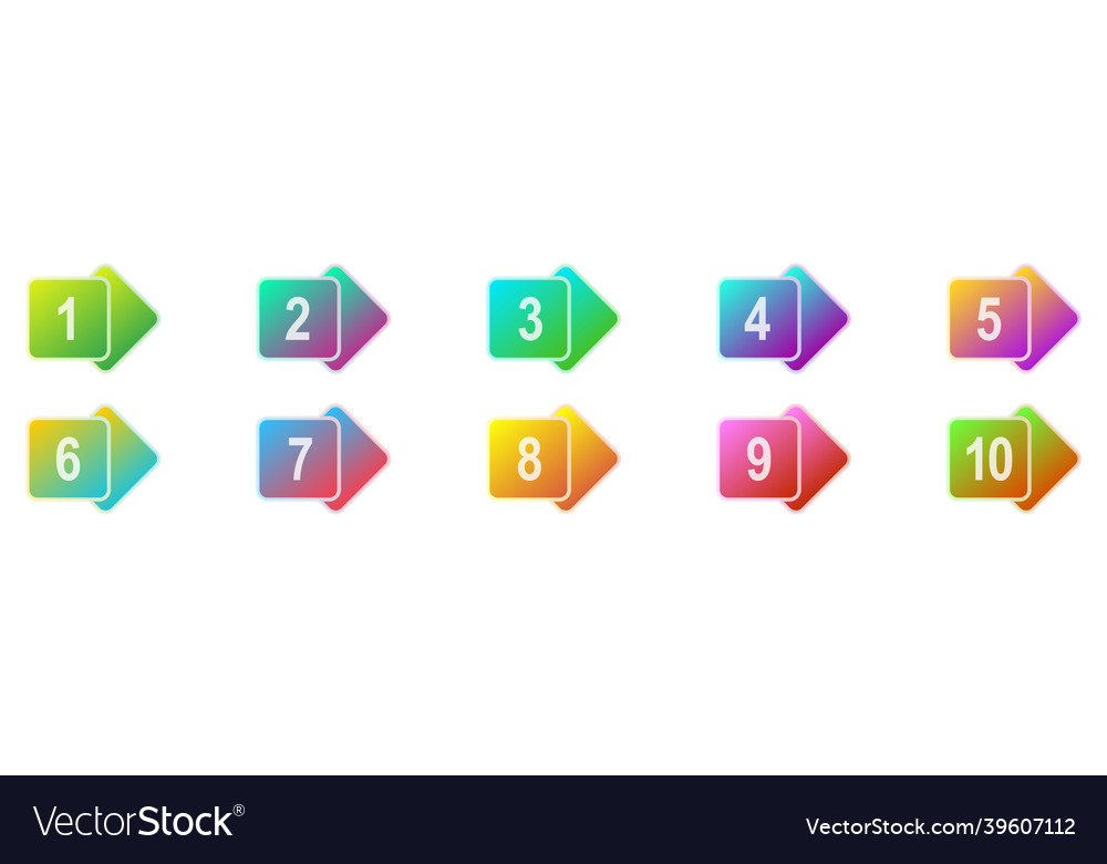 Number bullet points 1 to 10 colorful markers set vector image Number bullet points 1 to 10 colorful markers set