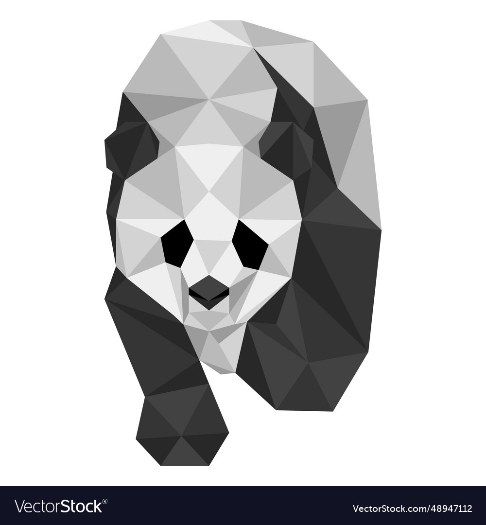 Panda spot ear muzzle fat low poly Royalty Free Vector Image